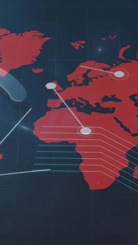 Wifi icon and network of connections over world map on blue background Stock Footage 342003984