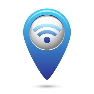 Wifi icon on blue map pointer Stock Illustration