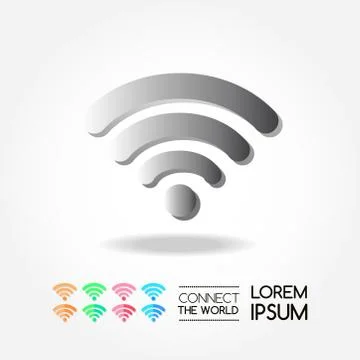 Wifi icon  for computer and connection of the world. 库存插图