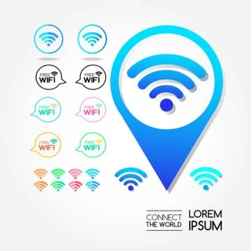 Wifi icon  for computer and connection of the world. 库存插图