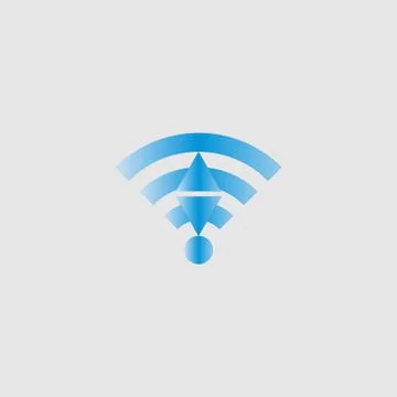 WiFi icon, connect, blue, vector illustration. Grey background. 스톡 일러스트