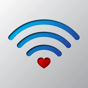 The WIFI icon is cut from the paper. Vector illustration. Stock Illustration