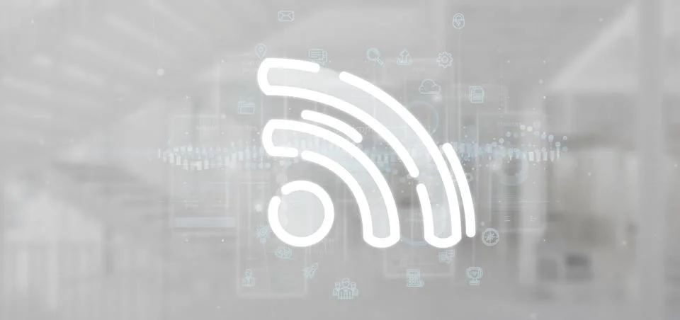 Wifi icon with data all around Stock Illustration
