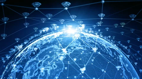 Wifi icon on digital abstract background 4k, Global Technology digital data. Stock Footage 246680965