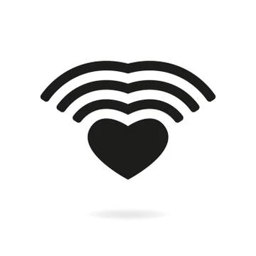 Wifi icon in heart shape for remote internet access. Vector illustration. Stock Illustration