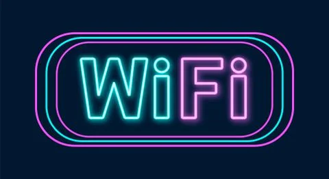Wifi icon with lighting effect. Wi-Fi neon sign Stock Illustration