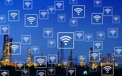 WiFi icon pattern on industry background. Stock Photos