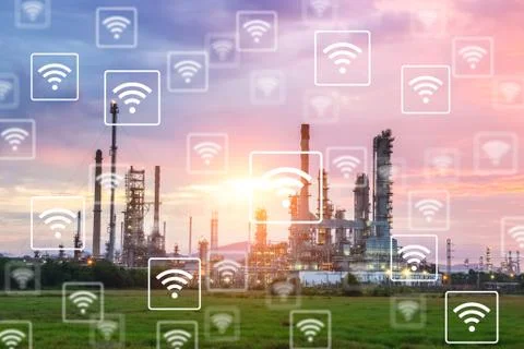 WiFi icon pattern on industry background. Stock Photos
