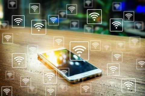 WiFi icon pattern on mobile background. Stock Photos
