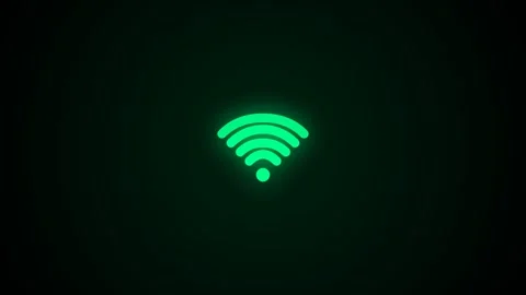 Wifi icon pulsing green light on dark background Stock-Footage 345013323