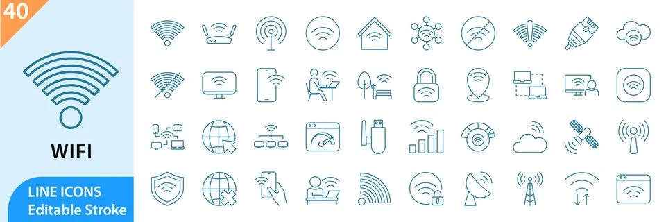 Wifi icon set Stock Illustration