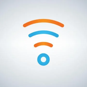 WIFI Icon Vector flat design style in blue and orange colors, isolated on modern Stock Illustration