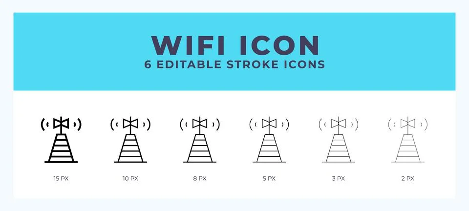 Wifi icon vector for web. And mobile app. Editable stroke outline icon. Stock Illustration