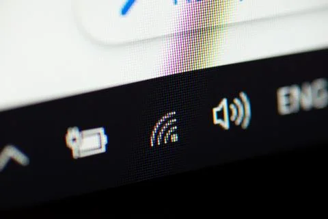 Wifi icon on Windows computer screen Stock Photos