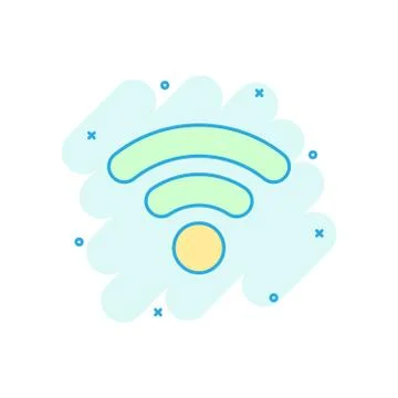 Wifi internet icon in comic style. Wi-fi wireless technology vector cartoon i Stock Illustration