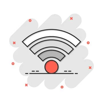 Wifi internet icon in comic style. Wi-fi wireless technology vector cartoon i 스톡 일러스트