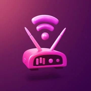 Wifi internet wireless rooter - stylized 3d CGI icon object, Not gen Ai Stock Illustration