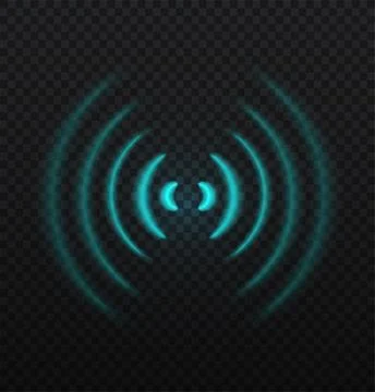 Wifi light effect. Blue wi fi symbol. Wireless connection and interaction Stock Illustration