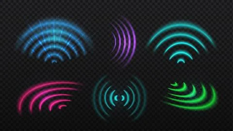 Wifi light effect set. Circular wave effect. Radial sonar radar. Internet and Stock Illustration