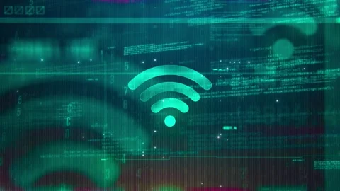 WiFi Logo on High Technology Futuristic Background Stock Footage 342801039