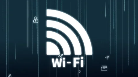 Wifi mobile communication and wireless network technology on  digital backg.. Stock Footage 269273102