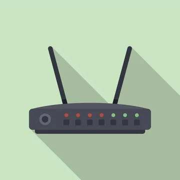 Wifi modem icon flat . Internet equipment Illustrazione stock