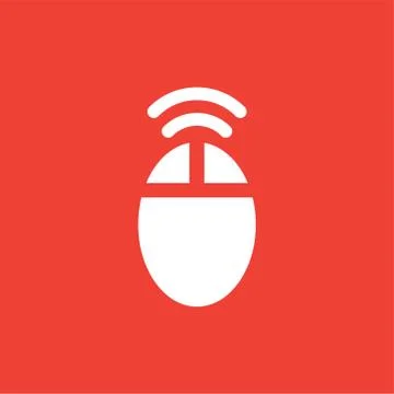 Wifi Mouse Icon On Red Background. Red Flat Style Vector Illustration Illustrazione stock