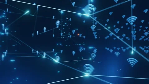 WiFi Network Signals in Digital Space Stock Footage 277447740