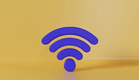 Wifi network symbol on yellow background Stock Illustration