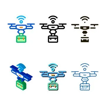 Wifi powered drone icon range vector outline Illustrazione stock