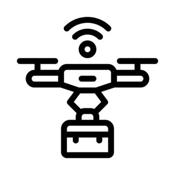 Wifi powered drone icon vector outline illustration Illustrazione stock