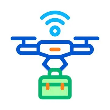 Wifi powered drone icon vector outline illustration Illustrazione stock