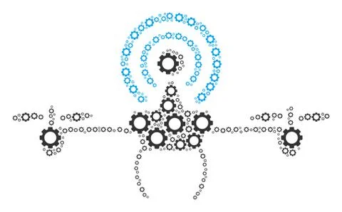Wifi Repeater Drone Composition of Cogs Stock Illustration