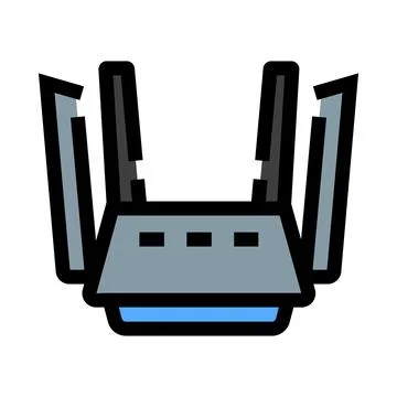 Wifi router broadcasting wireless internet signal illustration Stock Illustration