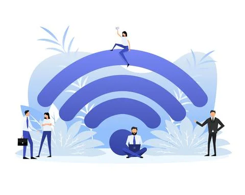 Wifi Router Device. Wireless internet concept. Router and signal. Иллюстрация