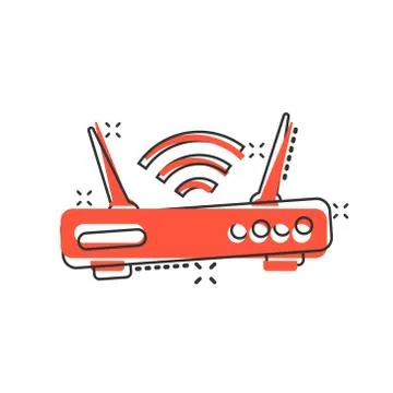 Wifi router icon in comic style. Broadband cartoon vector illustration on whi Stock Illustration