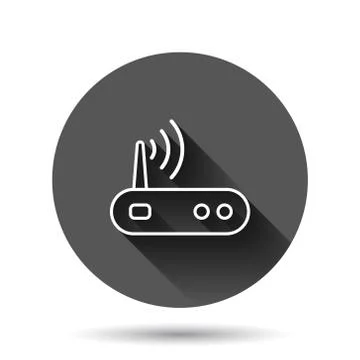 Wifi router icon in flat style. Broadband vector illustration on black round  Stock Illustration