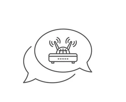Wifi router line icon. Computer component sign. Internet symbol. Vector Illustrazione stock