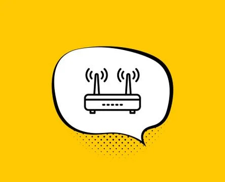 Wifi router line icon. Computer component sign. Internet symbol. Vector イラスト素材