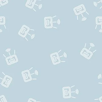 Wifi router line seamless pattern イラスト素材