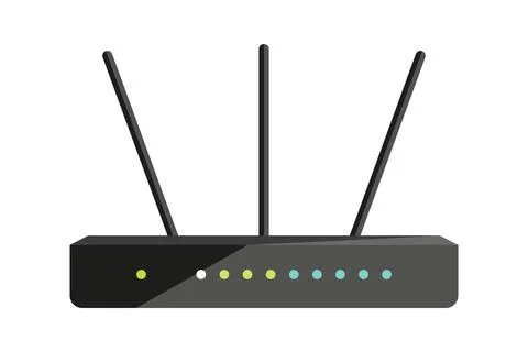 Wifi router modem electronic gadget pc black flat Stock Illustration