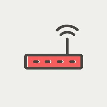Wifi router modem thin line icon Stock Illustration