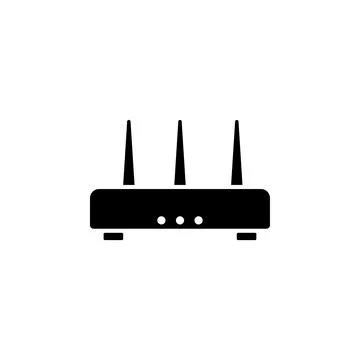 WiFi Router, Network Modem Solid Flat Vector Icon Isolated on White Backgroun Stock Illustration