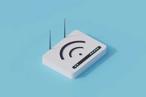 Wifi router single isolated object. 3d render illustration 스톡 일러스트