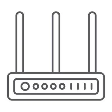 Wifi router thin line icon, network and connection, internet sign, vector 스톡 일러스트