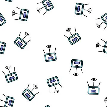 Wifi router vector seamless pattern Stock Illustration