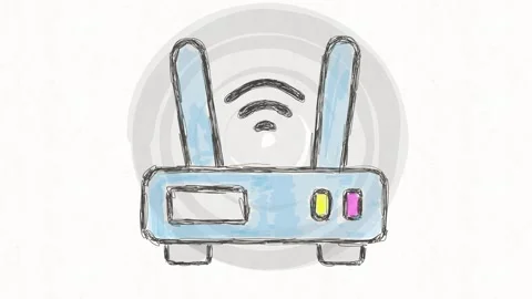 WiFi Router Wireless Internet Hand Drawn Animation Stock Footage 341802286