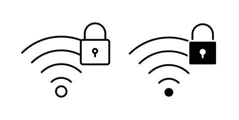 Wifi security icon in black and white. vector icon pack for websites イラスト素材