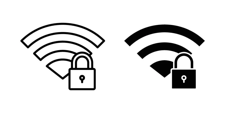 Wifi security icon concept logo design collection Stock Illustration