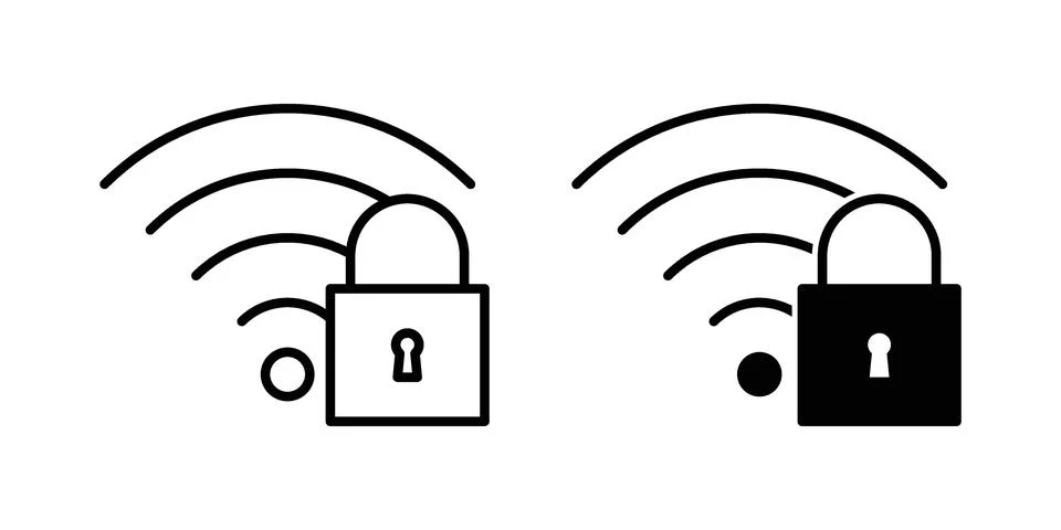 Wifi security icon set modern line and solid style collection. Stock Illustration